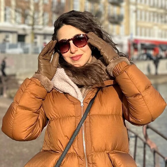 Harssidanzar Women's Khaki Winter Warm Lined With Fur Cuff Leather Gloves - Picture 6 of 7